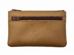 Porte-monnaie simple 2 zip tout cuir caramel - PM-044-02