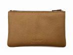 Porte-monnaie simple 2 zip tout cuir caramel - PM-044-02