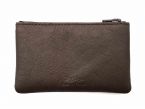 Porte-monnaie simple 2 zip tout cuir marron - PM-044-02
