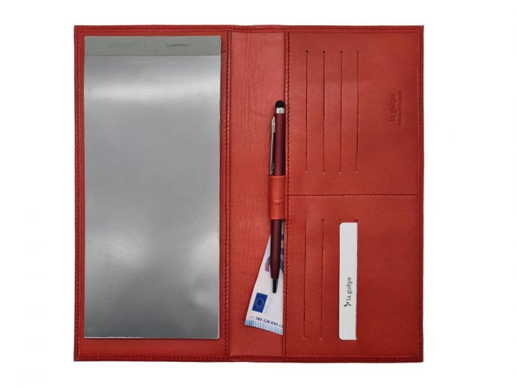 Porte chéquier "Luxe" tout cuir rouge - chéquier pro - PM-029-01