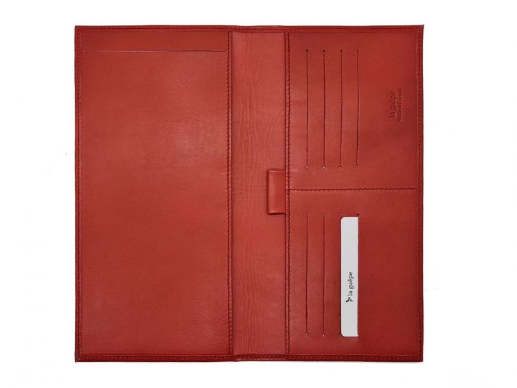 Porte chéquier "Luxe" tout cuir rouge - chéquier pro - PM-029-01