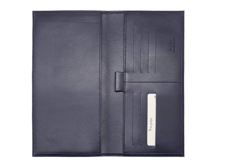 Porte chéquier "Luxe" tout cuir bleu - chéquier pro - PM-029-01