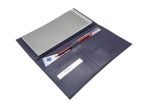 Porte chéquier "Luxe" tout cuir bleu - chéquier pro - PM-029-01