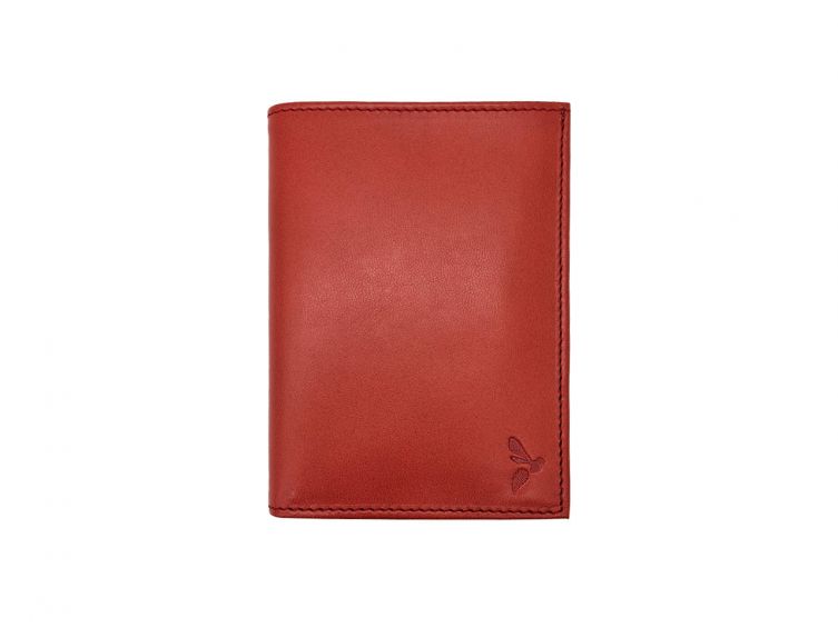 Portefeuille "Luxe" en cuir rouge - 13 cm, 3 volets - PM-002-01