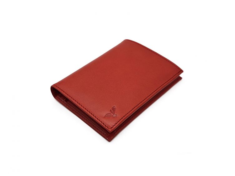 Portefeuille "Luxe" en cuir rouge - 13 cm, 3 volets - PM-002-01
