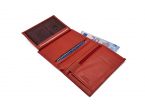 Portefeuille "Luxe" en cuir rouge - 13 cm, 3 volets - PM-002-01