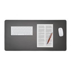 Grand sous-main en cuir gris fer - 80x40 cm