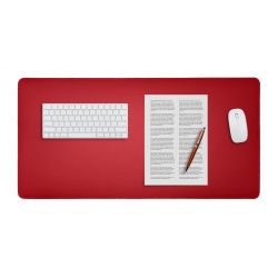 Grand sous-main en cuir rouge coquelicot - 80x40 cm