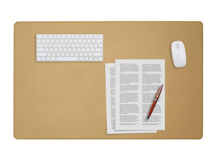 Sous-main XL en cuir beige café latte - 80x50 cm