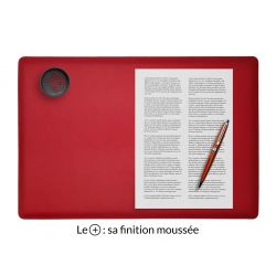 Sous-main en cuir rouge coquelicot "Premium" - 50x34 cm