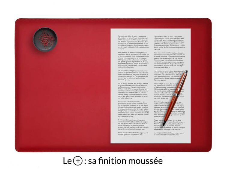 Sous-main en cuir rouge coquelicot "Premium" - 50x34 cm