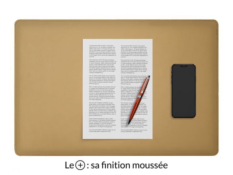 Sous-main en cuir beige café latte "Premium" - 60x40 cm