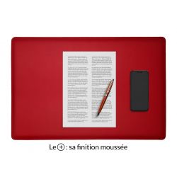 Sous-main en cuir rouge coquelicot "Premium" - 60x40 cm