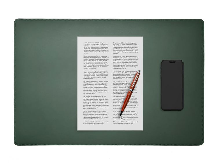 Sous-main en cuir vert anglais - 60x40 cm 