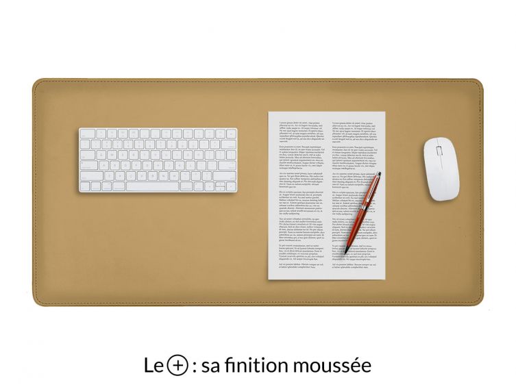 Grand sous-main en cuir beige café latte "Premium" - 80x40 cm