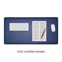 Grand sous-main en cuir bleu cobalt "Premium" - 80x40 cm