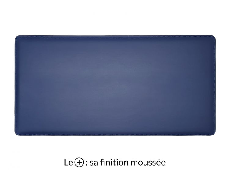 Grand sous-main en cuir bleu cobalt "Premium" - 80x40 cm