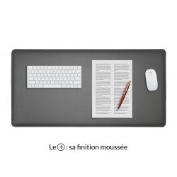 Grand sous-main en cuir gris fer "Premium" - 80x40 cm