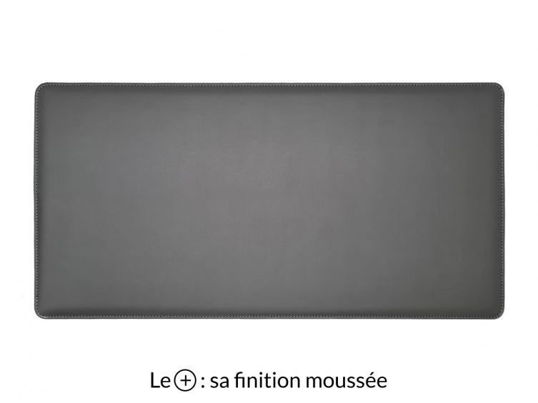 Grand sous-main en cuir gris fer "Premium" - 80x40 cm