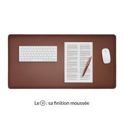 Grand sous-main en cuir marron "Premium" - 80x40 cm