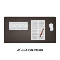 Grand sous-main en cuir marron foncé "Premium" - 80x40 cm