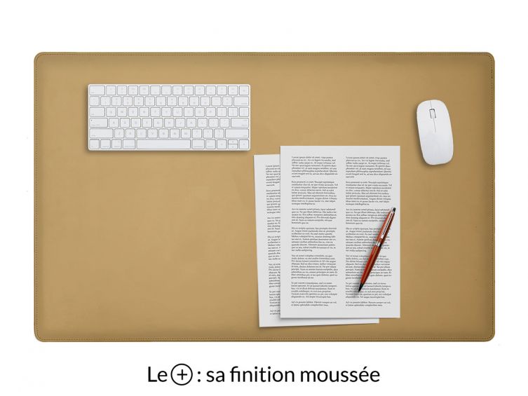 Sous-main XL en cuir beige café latte "Premium" - 80x50 cm