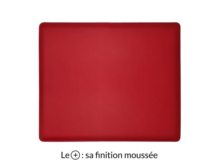 Sous-main mini en cuir rouge coquelicot "Premium" - 38x32 cm