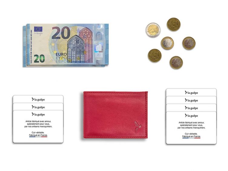 Porte monnaie à l'italienne "Luxe" 3 volets tout cuir fuchsia - PM-036-01