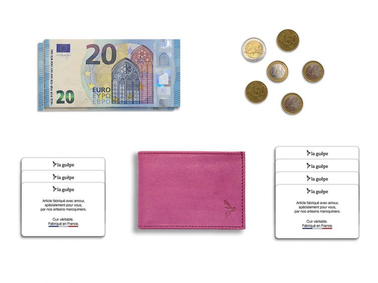 Porte monnaie à l'italienne "Luxe" 3 volets tout cuir rose lilas - PM-036-01