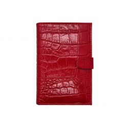 Portefeuille croco 4 volets en cuir rouge - 320