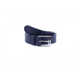 Ceinture cuir marine, boucle acier gris, très actuelle 4042