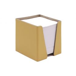 Cube à Post-It en cuir beige cafe latte 