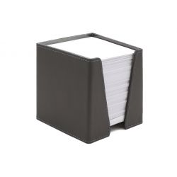 Cube à Post-It en cuir gris fer