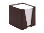 Cube à Post-It en cuir marron foncé