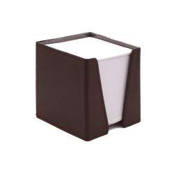 Cube à Post-It en cuir marron foncé