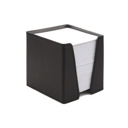 Cube à Post-It en cuir noir 