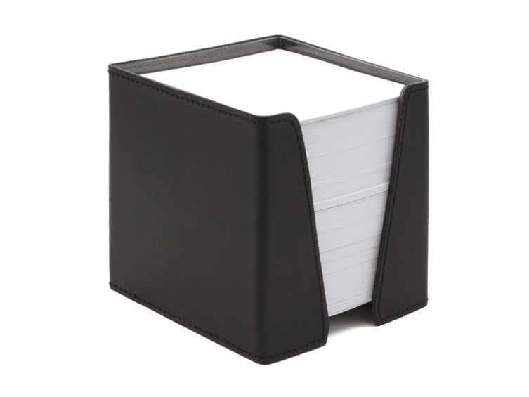 Cube à Post-It en cuir noir 