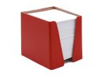 Cube à Post-It en cuir rouge coquelicot 