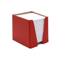 Cube à Post-It en cuir rouge coquelicot 