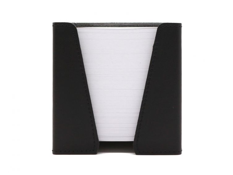 Cube à Post-It en cuir noir 