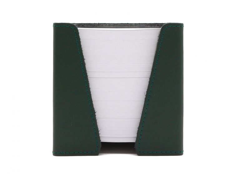 Cube à Post-It en cuir vert anglais 