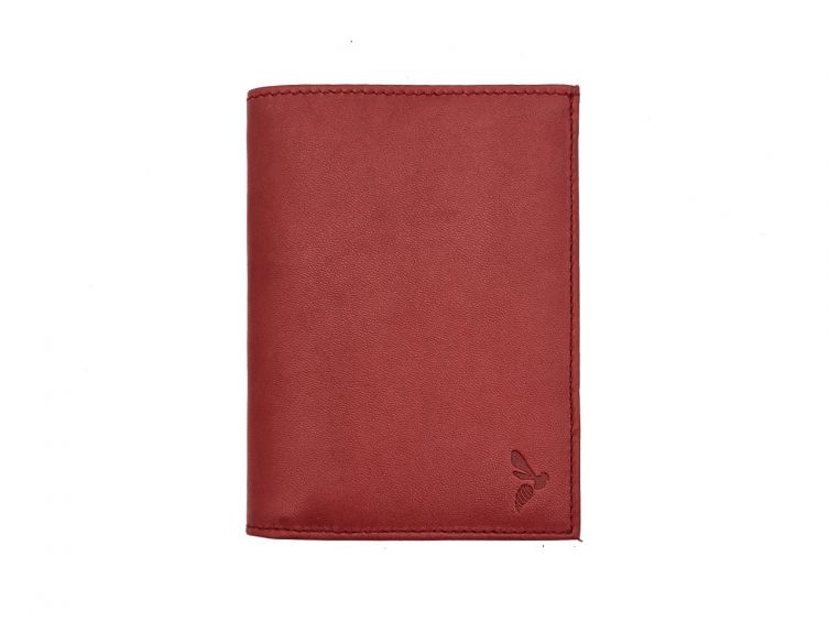 Portefeuille "Luxe" en cuir rouge - 13 cm, 2 volets - PM-001-01