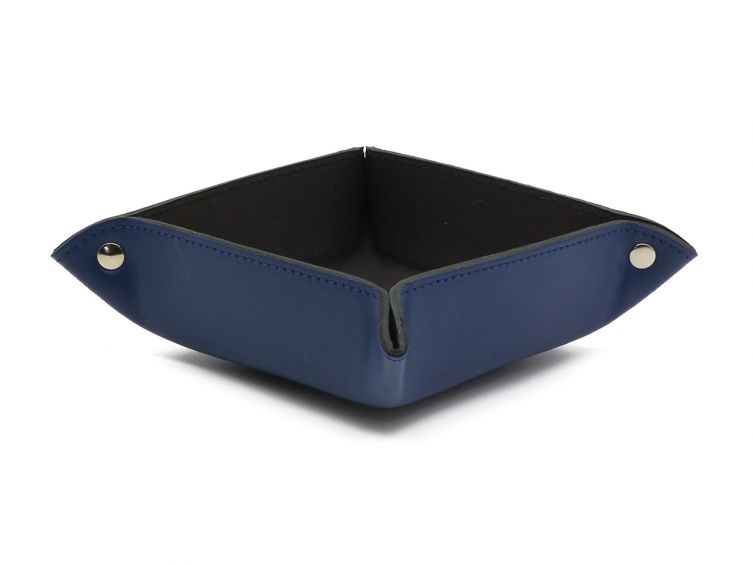 Vide poche en cuir bleu cobalt 