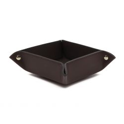 Vide poche en cuir marron foncé