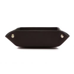 Vide poche en cuir marron foncé