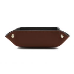 Vide poche en cuir marron