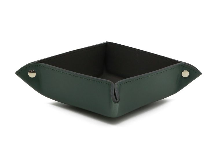 Vide poche en cuir vert anglais 