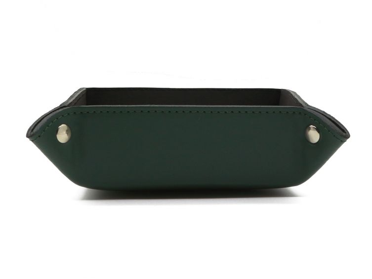 Vide poche en cuir vert anglais 