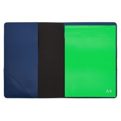 Conférencier A4 en cuir bleu cobalt 