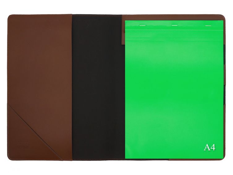 Conférencier A4 en cuir marron 